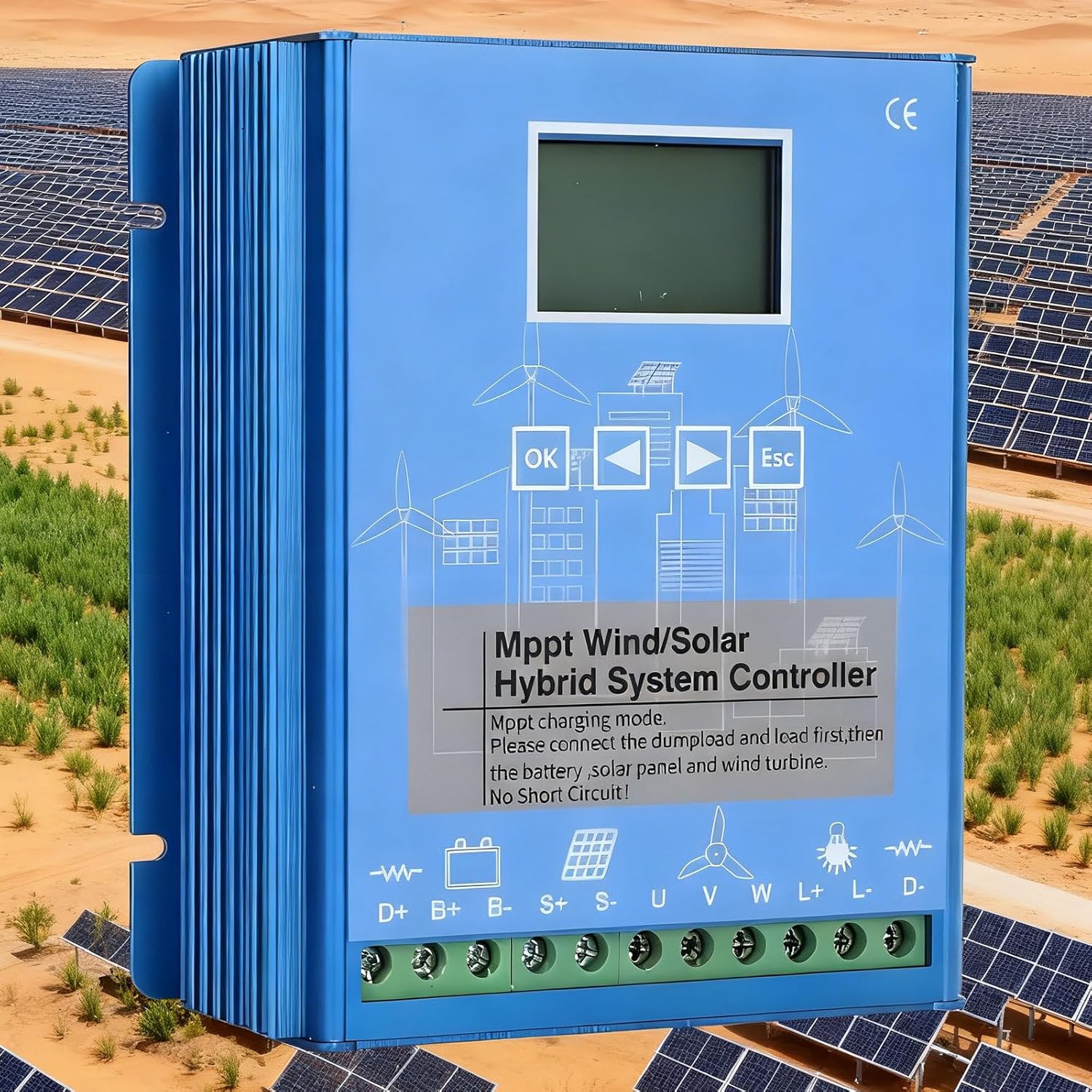 Wind Solar Hybrid Charge Controller - 15000W,12V 24V 48V, for Wind Turbine Generator & Solar Panel,Auto MPPT Charge Boost Charging Regulator,w/Dump Load 24V/48V(Auto)