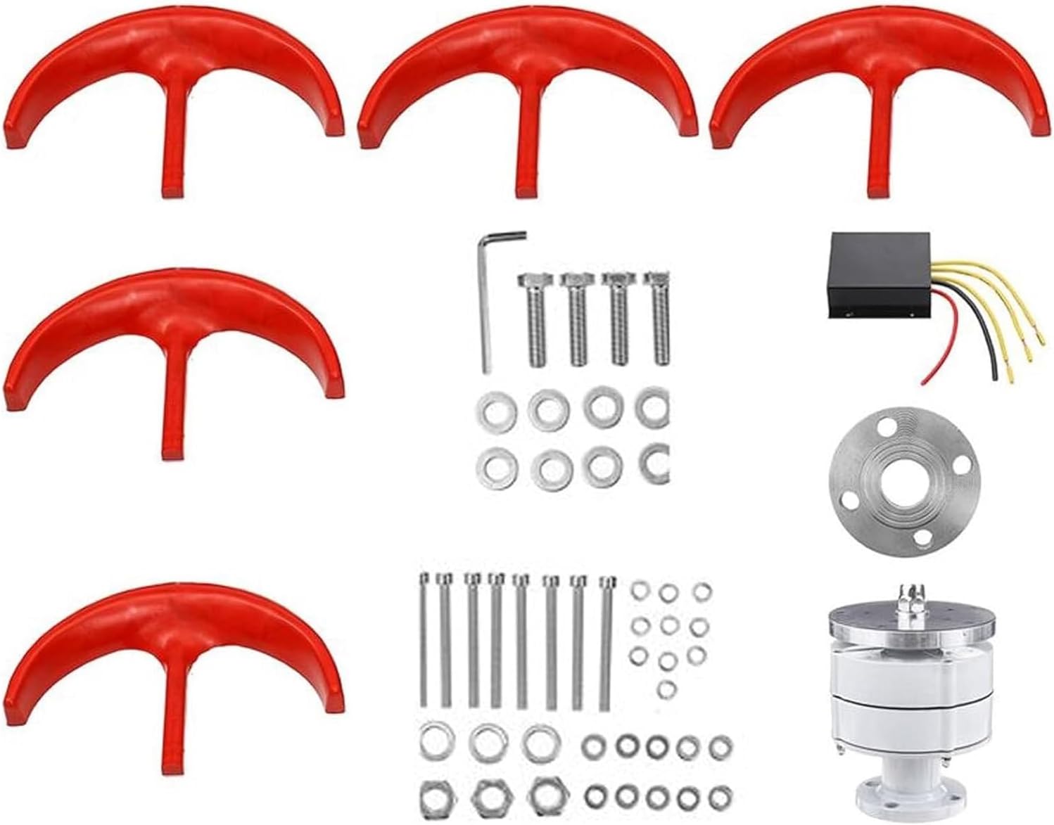 Small Wind Turbine Generator, 200w 12v/24v 5 Blade Vertical Shaft Lantern Type Portable Wind Turbine Generator with Controller, Small Size Suitable for Households, Ships(White,24v)