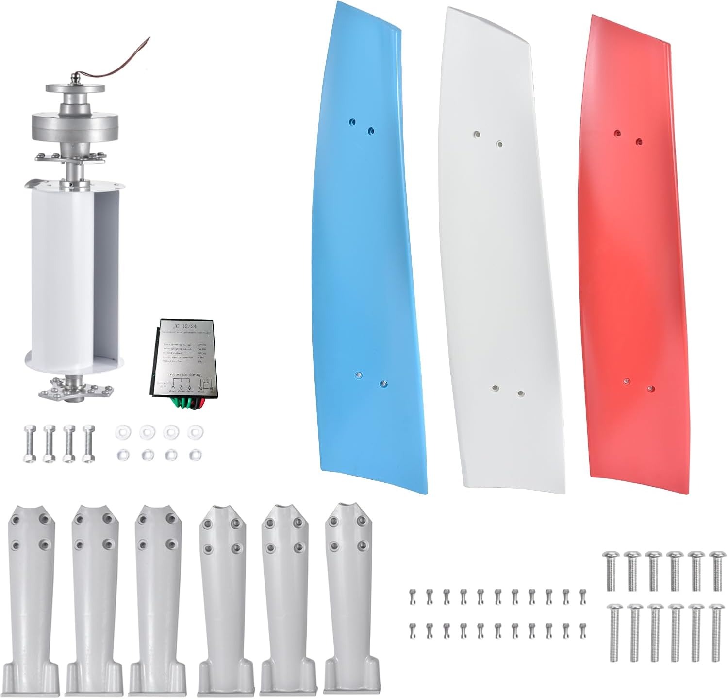 Small Wind Turbine for Home - 3 Leaves 24V Wind Powered Generator - AC Permanent Magnet Generator Kit for Home, RVs, Boats, Terraces, Cabins