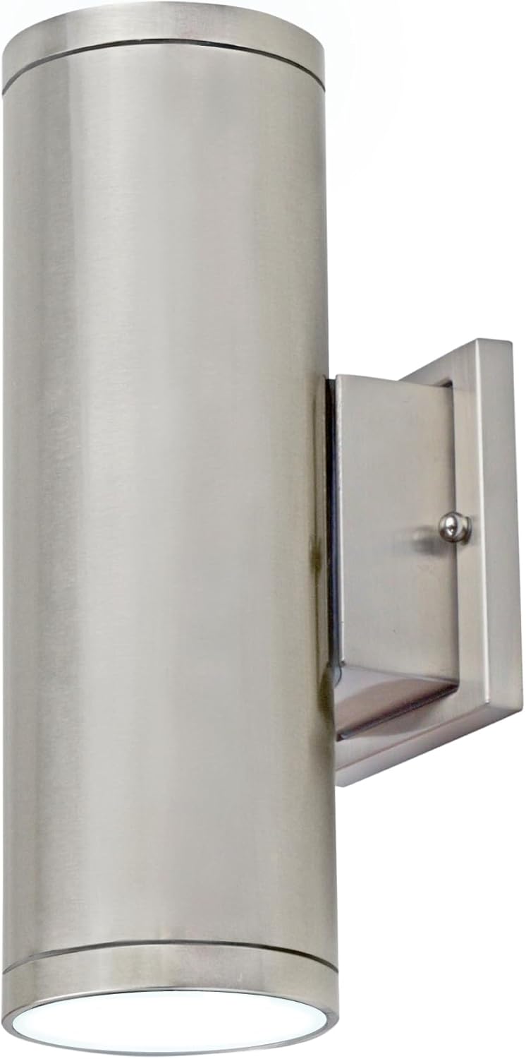 Ultralux 12 Inch Modern LED Up and Down Wall Light, Outdoor Wall Sconce Front Door Light Fixture, 2000 Lumen Outdoor Sconce 30 Watt Outside Lights For House 4000K Brushed Nickel Exterior Light Fixture