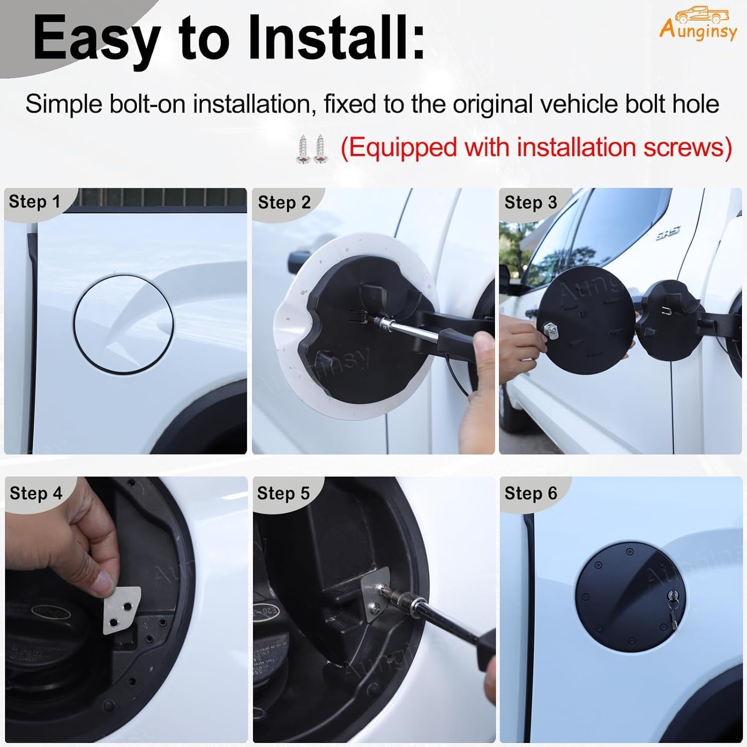 Aunginsy Fuel Tank Cap Replacement Anti-theft Lock Cap Compatible with Toyota Tundra 2022-2025 Car Door Fuel Tank Cover W/Lock Gas Caps Tank Trim Cover Fuel Filler Protector with Key/Lock Accessories