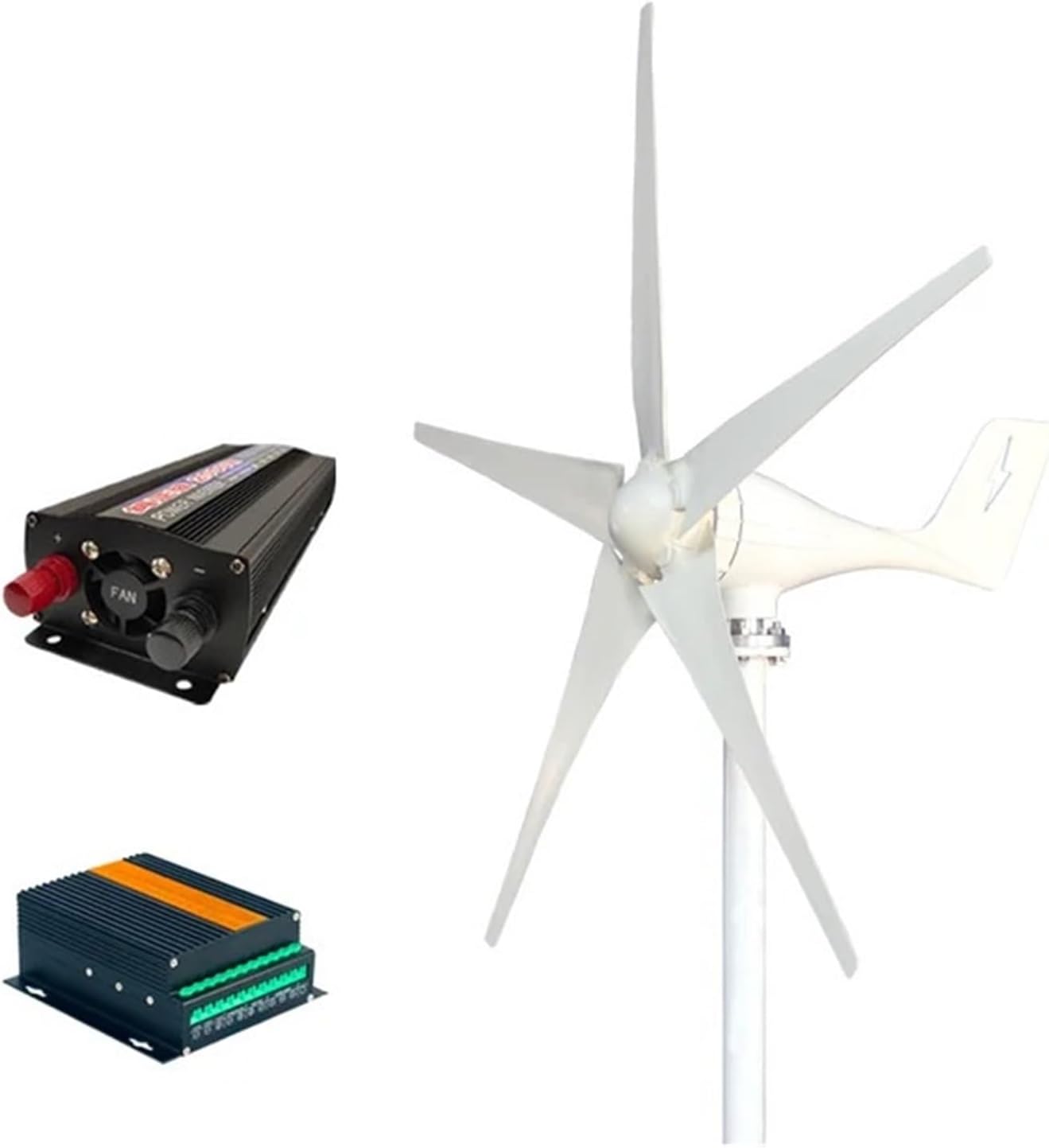 3000W Horizontal Turbine Generator Kit 12V/24V/48V Low Noise Wind Power Generator with Controller Low Starting Speed for Home(Model3,12V_3000W)