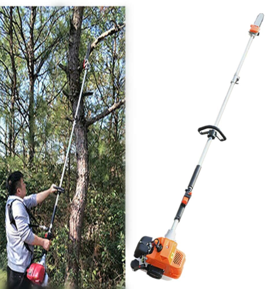 Gas Pole Saw 52CC 2-Stroke Gasoline Chainsaw Pruner Powerful Cordless Long Reach Tree Trimmer Trimming Pruning Chain Saw Long Extension Pole Saw (43CC 2-Stroke Gasoline Engine)