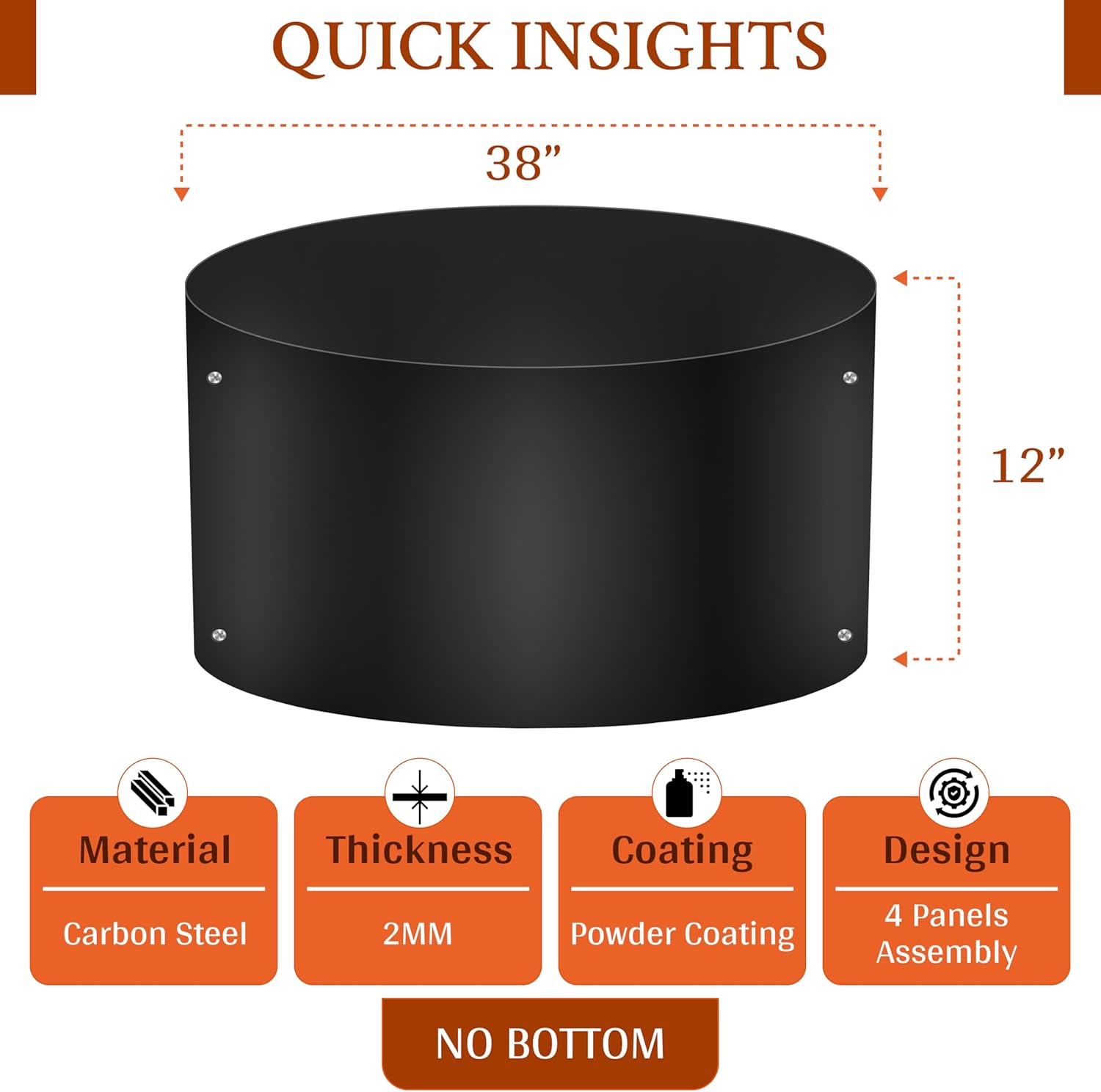 FEBTECH Fire Ring for Outside Fire Pit - 38