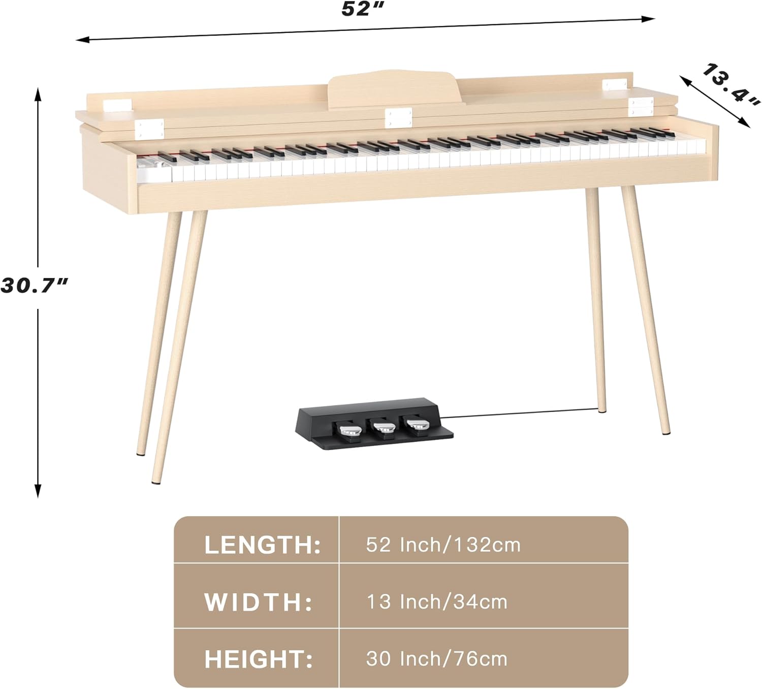 88- Key Hammer Weighted Digital Keyboard Piano, Full-Size Electric Piano keyboard, with 3-Pedal, Multi-Functional Keyboard and Stand for Beginner/Adult