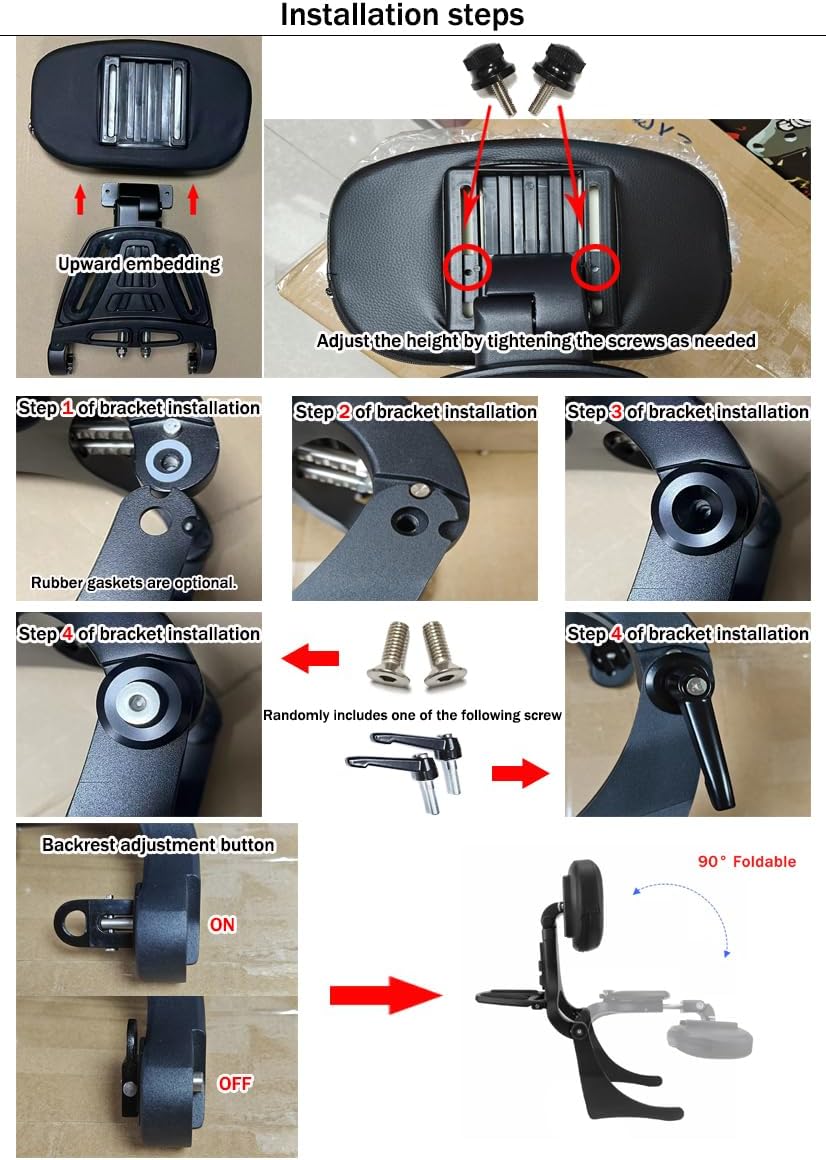 Motorcycle Multifunction Sissy Bar Driver Passenger Adjustable Backrest for Harley Nightster RH 975 Special RH975S 2022 2023 2024 2025 with Folding Luggage Rack Accessories (Black)