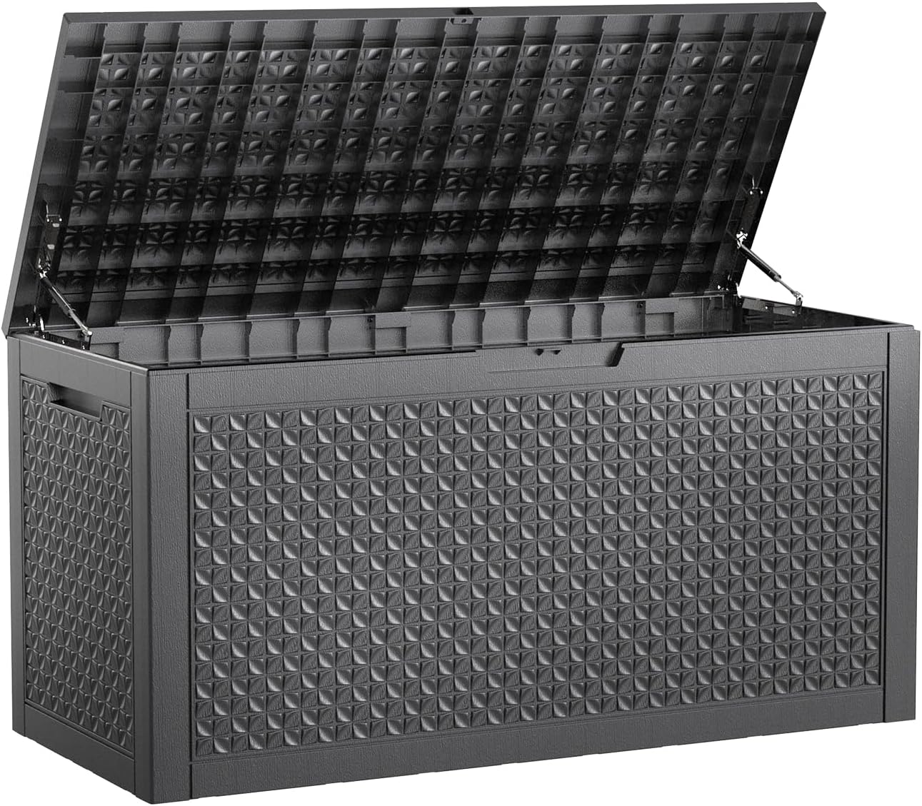 New 100 Gallon Outdoor Storage Box, Resin Deck Boxes Waterproof, Indoor Outdoor Bin for Package Delivery, Patio Cushions, Gardening Tools, Lockable, UV Resistant
