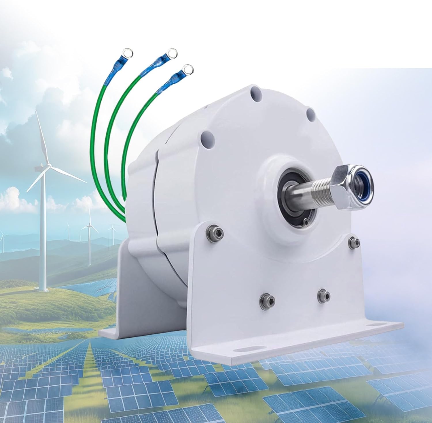 12000W Low Speed Ac Alternator Generators with Base Use for Wind Turbine Water Turbine, 8000 Watt Permanent Magnet Generator Head, 3 Phase Gearless 12V Low RPM Generator 110V