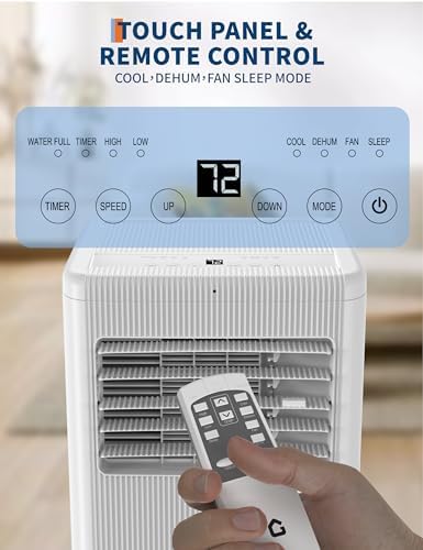 8000 BTUs Portable Air Conditioner, Cools Room up to 350sq.ft., 3-In-1 Portable AC Unit for Bedroom with Dehumidifier, Fan, Remote Control, Smart/Sleep Mode, 24H Timer