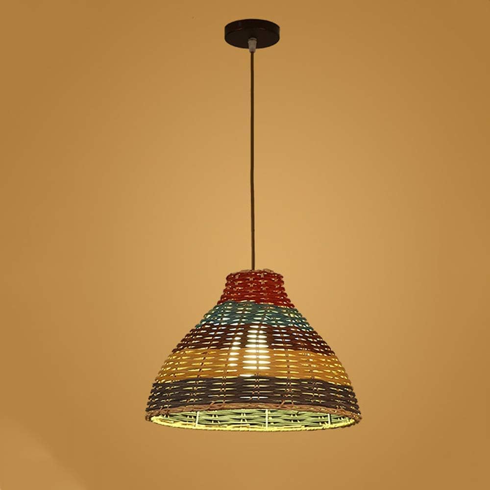 Handmade Rattan Art Pendant Ceiling Lighting Fixture Southeast Asian Weaving Pendant Lights Handmade Suspension Lamps for Restaurant Hotel Coffee Hanging Lamp Fixture E27 Base