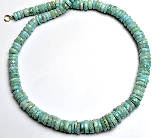 13 inch Natural Beads Strand of 7-12mm Faceted rondelle larimar Gemstone Beads for DIY Jewelry - Necklace, Bracelet, Earring, Ring.