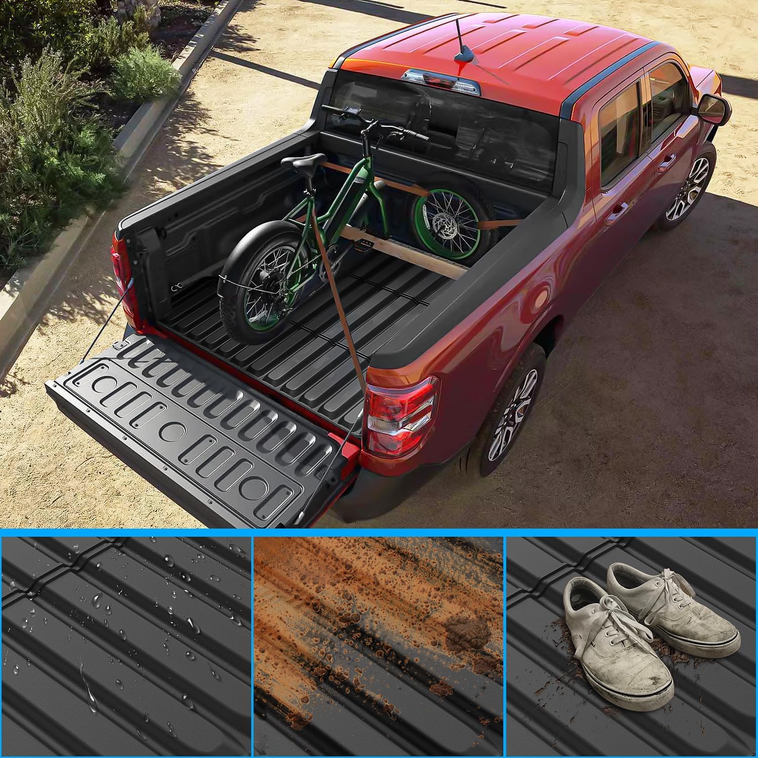 Nilight Truck Bed Mat for 22-25 Ford Maverick Hybrid&Gas 4.5FT, TPE Anti-Slip Cargo Bed Liner Mat for 2022 2023 2024 2025 Ford Maverick Hybrid & Gas, All Weather Protection for Your Truck