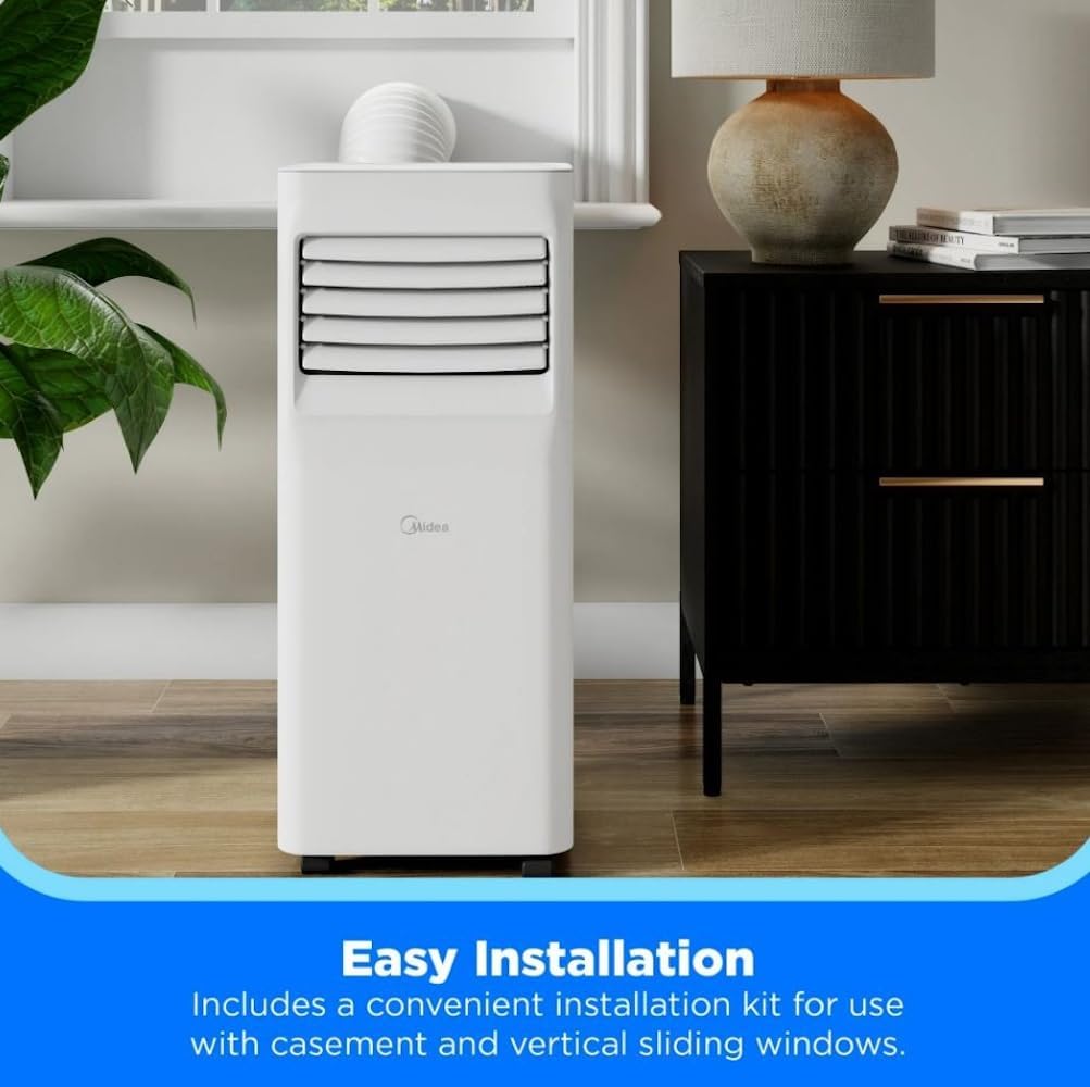 Midea 5,000 BTU Portable Air Conditioner w/ComfortSense Cools up to 150 sq. ft., 500W, 3-in-1 Comfort: Cools, Ventilates, & Dehumidifies - MAP05R1AWWT-T