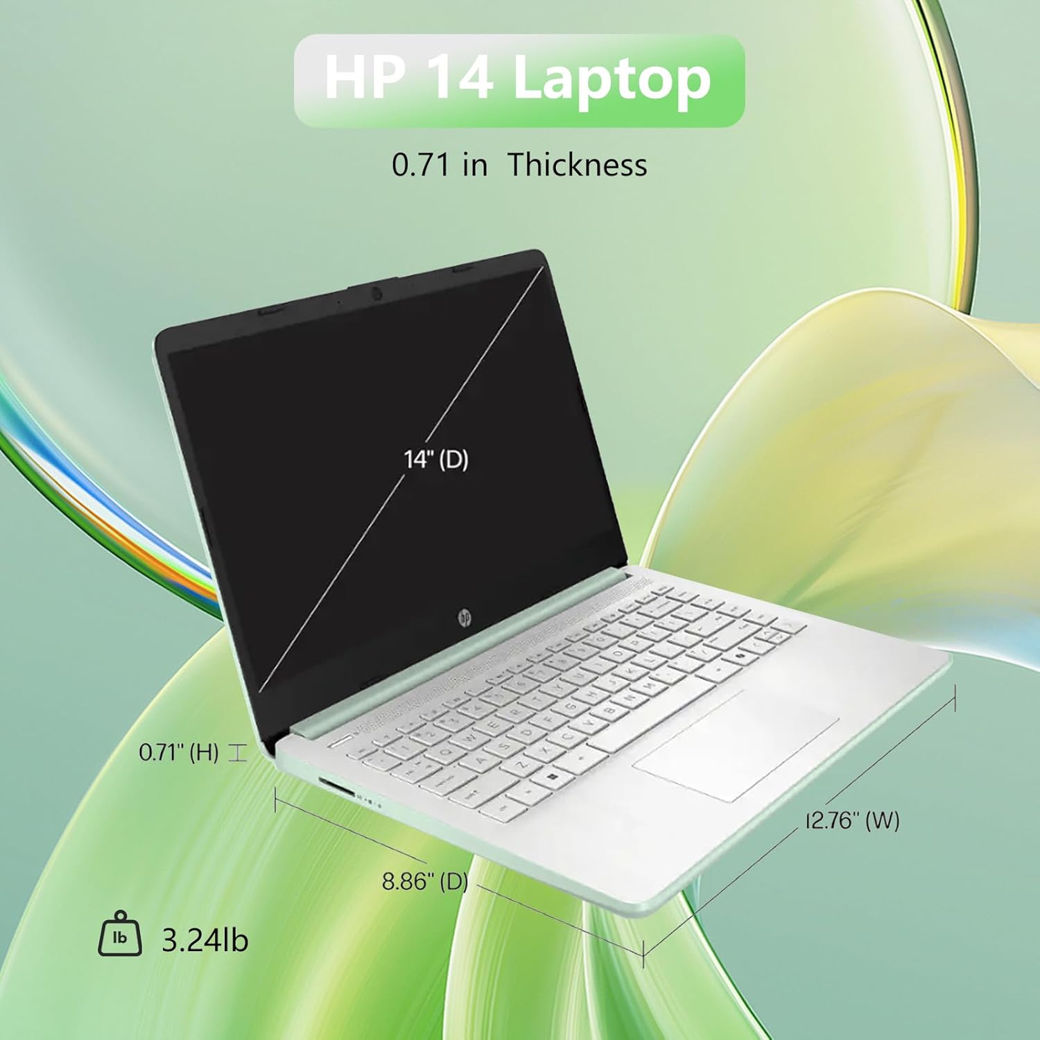 HP 14 Laptop Student Business 2025 Ultral Light Computer, AI Copilot, 4-Core 13th Gen Intel CPU, 16GB RAM 1.2TB Storage (128GB UFS+ 64GB MSD+1TB Cloud), Microsoft 365, AlpacaTec Accessories
