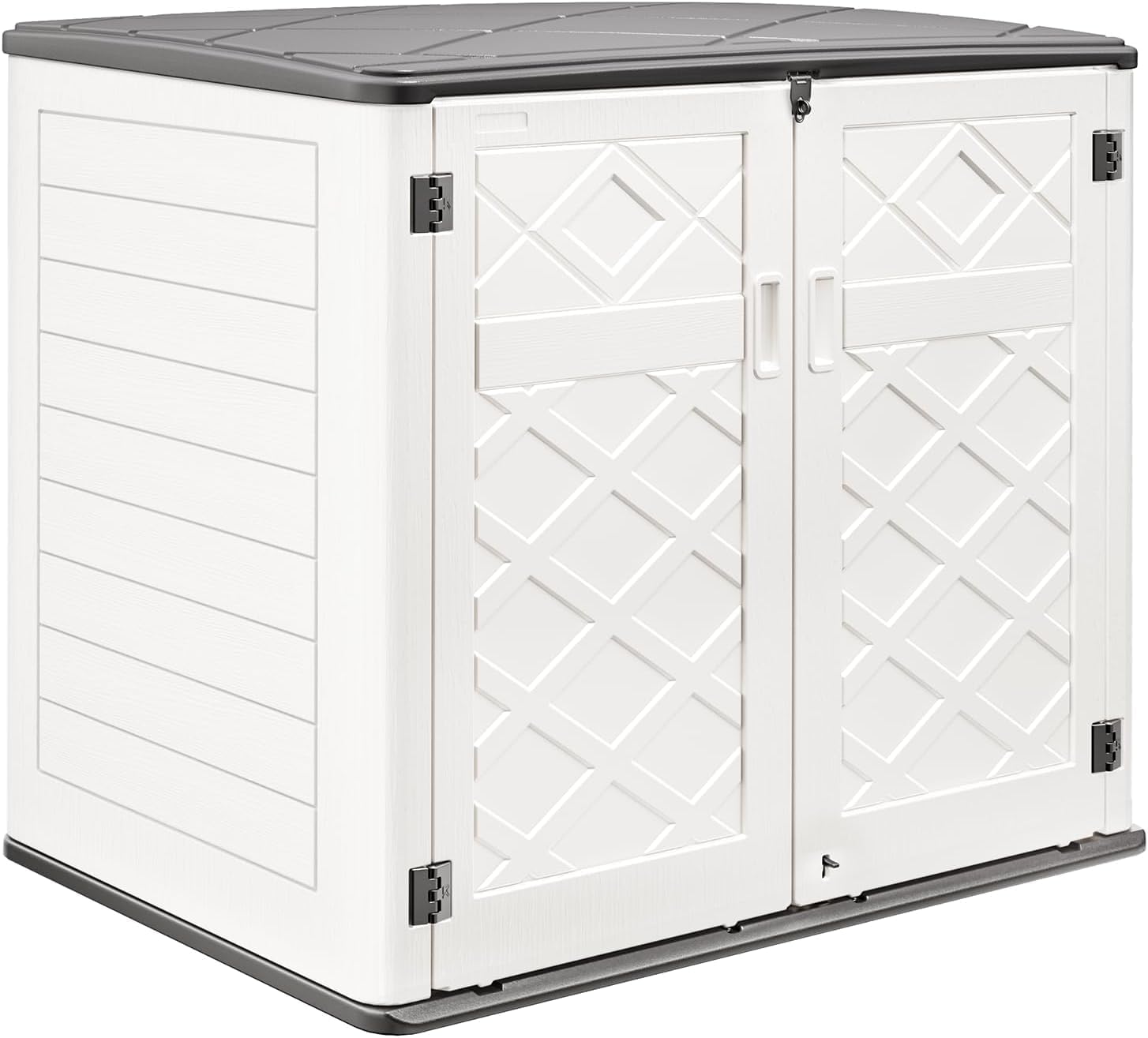 Gizoon 50 Cu. Ft Large Horizontal Storage Shed, Outdoor Resin Cabinet Weather-Resistant Without Shelf, HDEP Plastic Tool Sheds with Reinforced Floor & Lockable Doors for Gardening, Grass Cutter, White