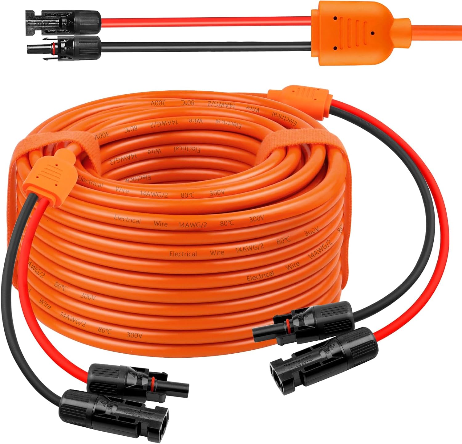 Solar Panel Extension Cable 75FT - MOOKEERF 10AWG+14AWG Solar Wire with Female & Male IP68 Waterproof Connector for RV, Photovoltaic Systems, Home, Boat, Solar Panels, Car