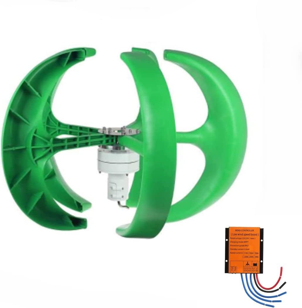 LiuSj JUnSt 12000W 12V 24V 48V AC Vertical Axis Wind Turbine Generator Kit, Lantern Wind Turbine Generator Kit Low Noise with Controller for Home(Green)