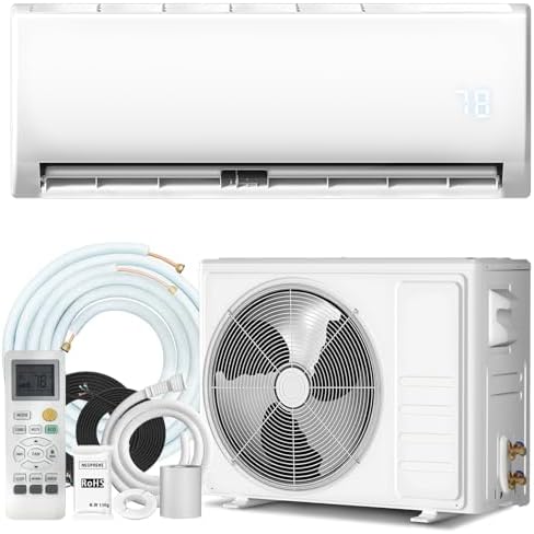 9000 BTU Mini Split Air Conditioner & Heater, 115V Ductless Inverter AC System with Heat Pump, Quiet 25dB Operation, Auto Clean, Defrost, Energy Efficient for Home & Office