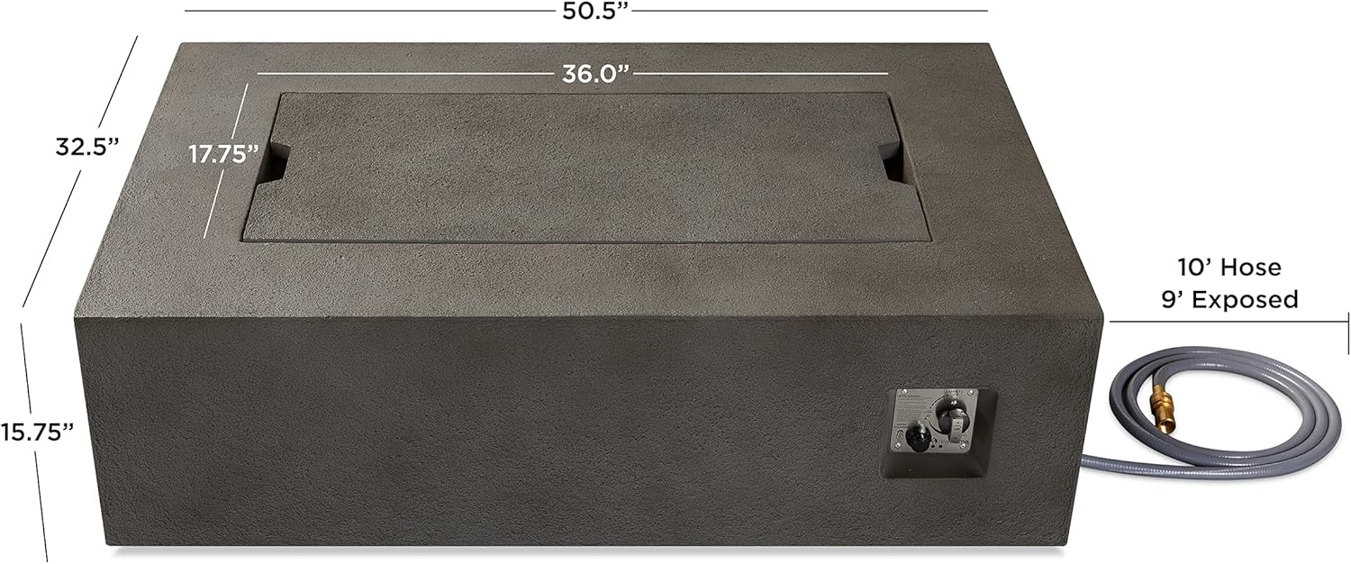 Real Flame Baltic Rectangle Natural Gas Fire Table, Glacier Gray