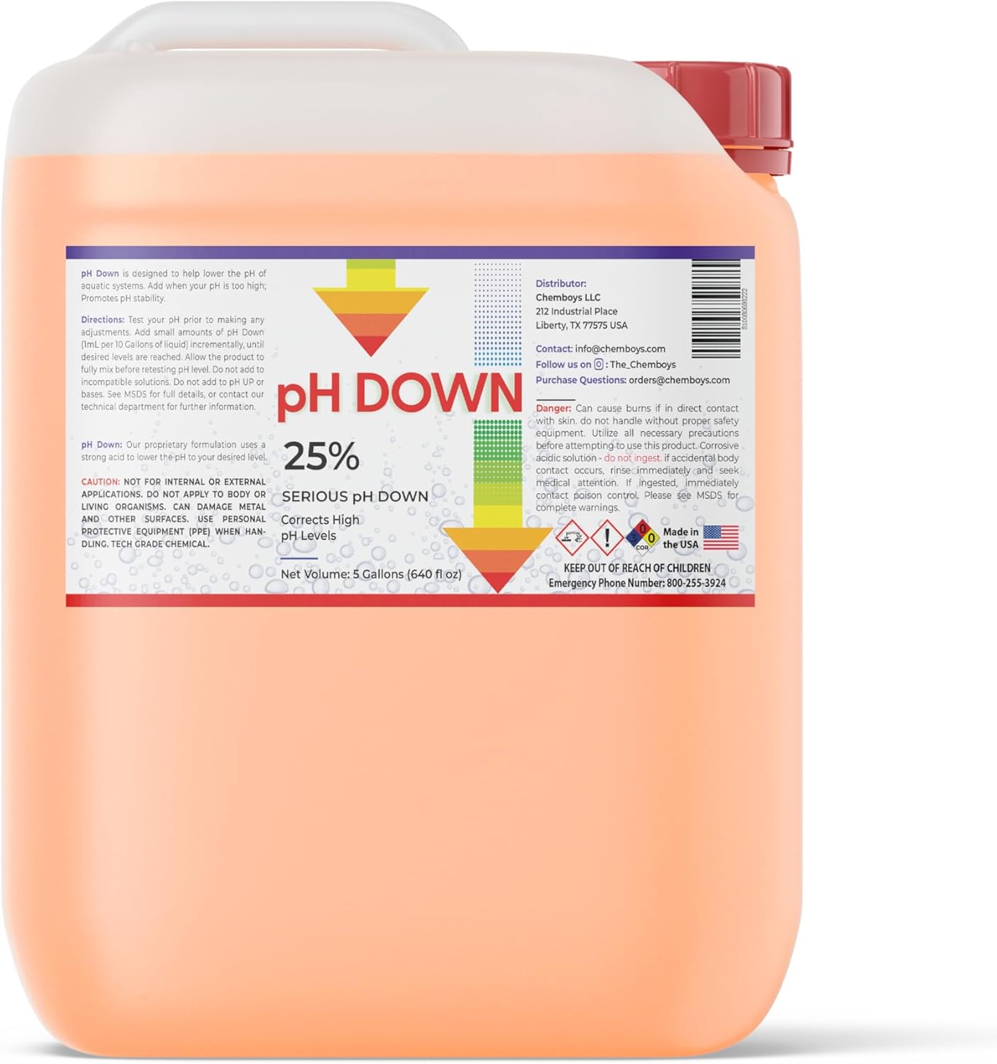 pH DOWN 25% Control – pH Adjuster for pH Imbalances, Pool, Hot Tubs, Aquariums, Spa, Fish Tanks, Laboratory