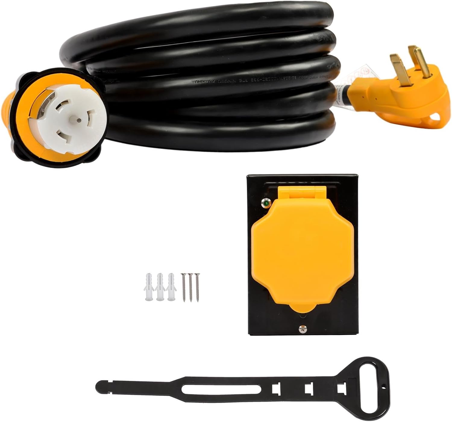 labwork 15FT 50 Amp Generator Extension Cord and Inlet Box Generator Cord NEMA 14-50P/SS2-50R 125/250V Twistlock Connector Yellow