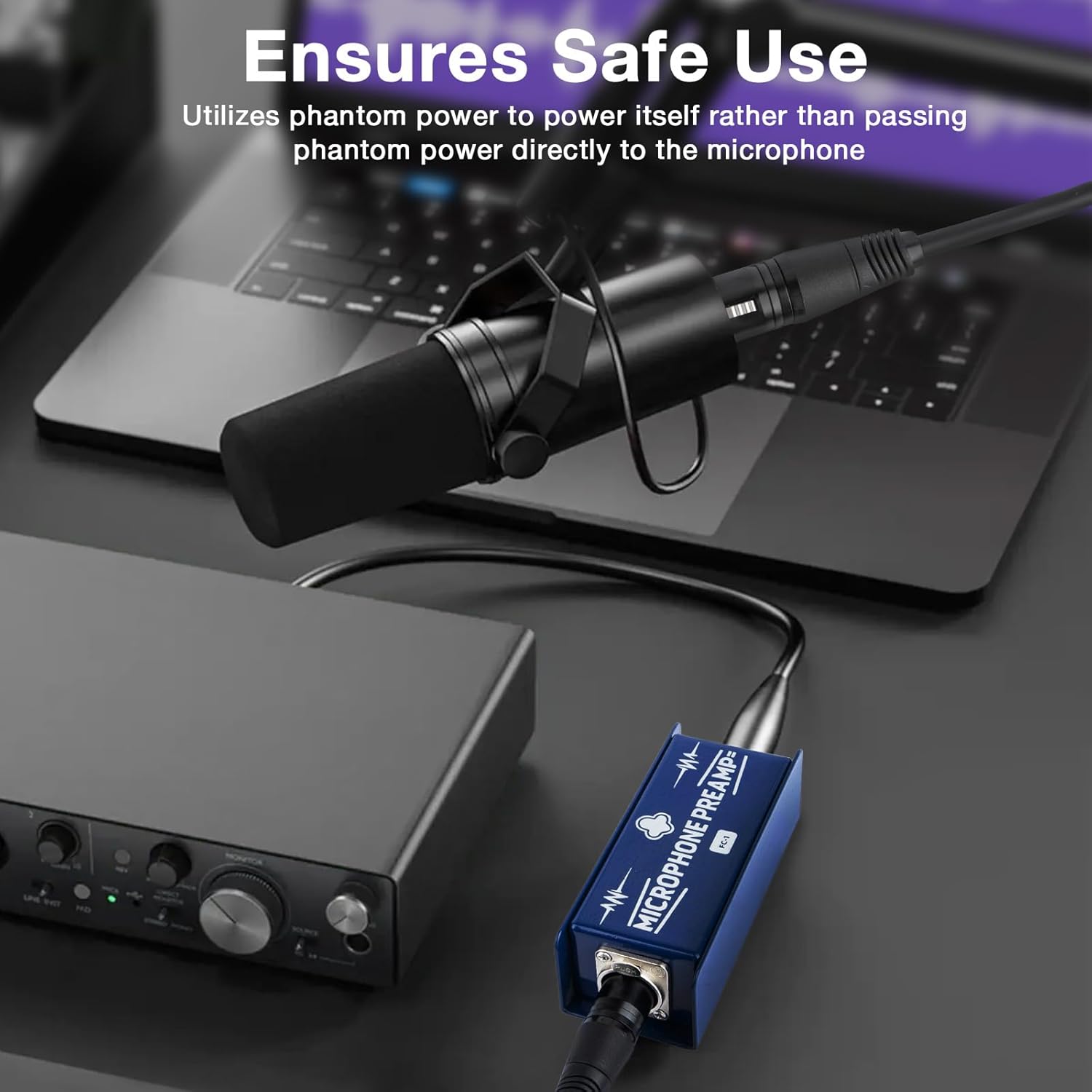 FC-1 Dynamic Mic Preamp Gain Booster | Ultra-Clean Gain Amplifier for Podcasting, Studio Recording & Live Sound | Compatible with Cloudlifter, Shure SM7B & Electro-Voice RE20