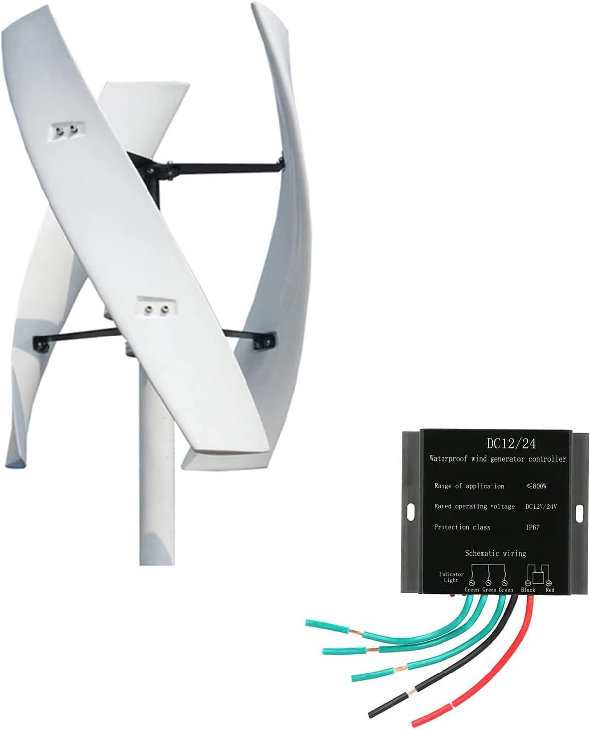 Vertical Axis Wind Turbine Generator, 12000W 12V 24V 48V 220V with Controller Upright Windmill Low Noise for Home Or Camping