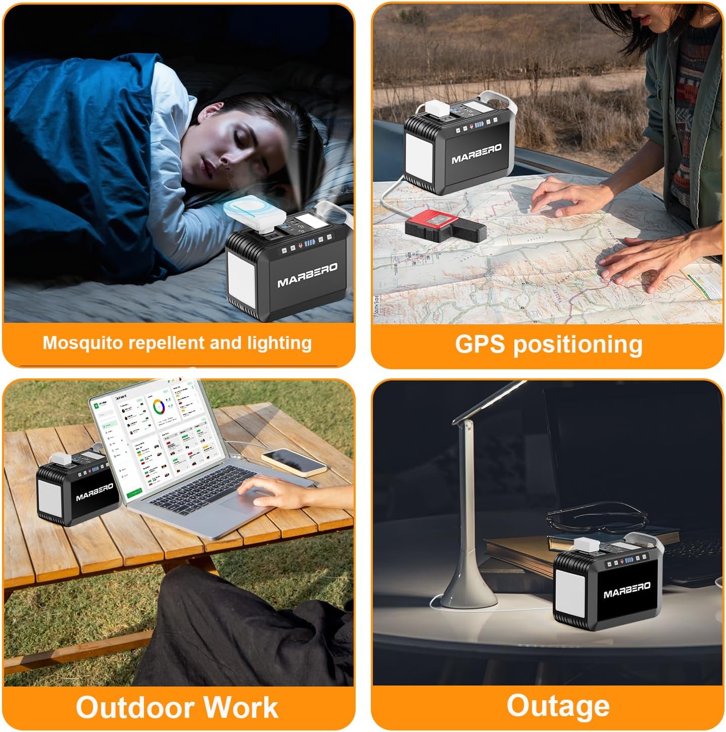 MARBERO Solar Generator 148Wh Portable Power Station with Solar Panel 40W Included Solar Power Bank with AC Outlet 200W Surge for Home Outages Camping Outdoor Adventure Emergency
