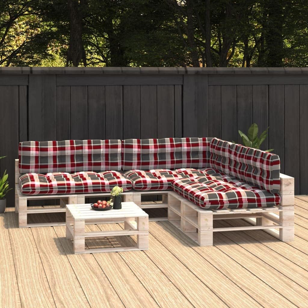 Pallet Sofa Cushions 7 pcs Red Check Pattern,Sofa Cushions for Garden Pallets Red Check Pattern for Outdoor and Indoor Decor Patio Furniture Accessories