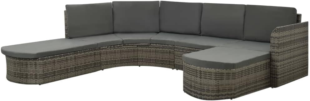 4 Piece Patio Lounge Set with Cushions Poly Rattan Gray,Modern Patio Lounge Set: Outdoor Rattan Sectional Sofa with Cushions for Garden and Backyard Patio Furniture, Outdoor Furniture Sets
