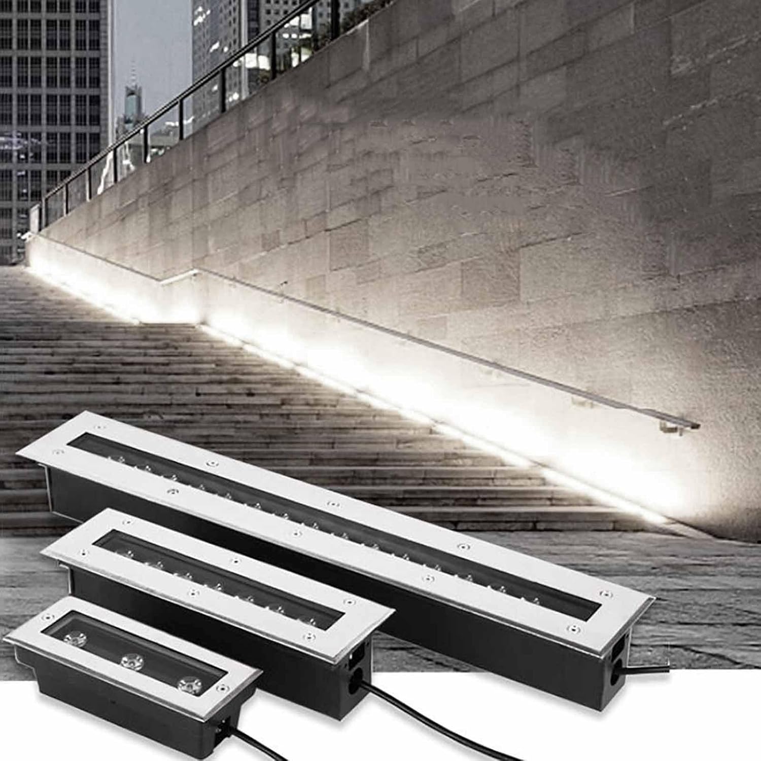 Rectangular Ground Landscape Light - Outdoor Spotlight, Long Strip Underground Lights, IP67 Waterproof Recessed Garden LED Spotlight, For Villas Patio Deck Lawn Landscape Lighting(Green,36W-1000MM)