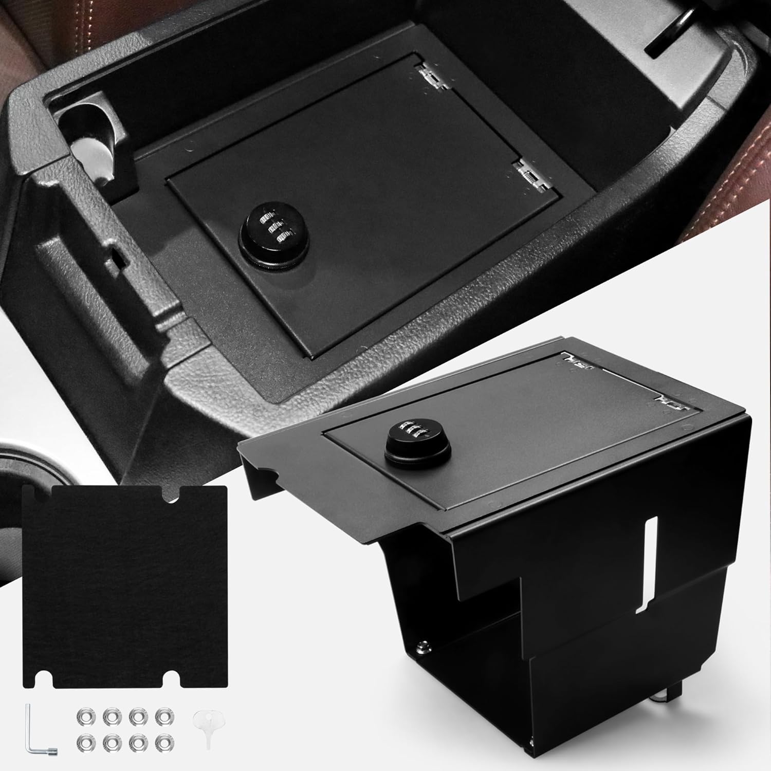 Center Console Safe Gun Safe Console Vault Lock Box for 2010-2020 Toyota 4Runner Accessories, Armrest Storage Box with 3 Digit Password Lock for 5th Gen 4runner Accessories