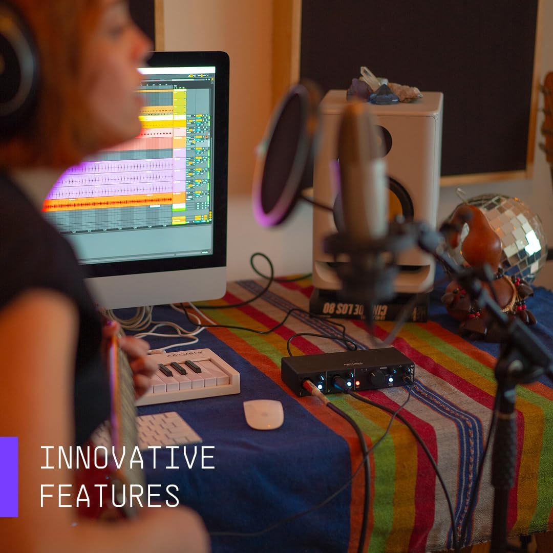 Arturia - MiniFuse 2 - Compact USB Audio & MIDI Interface with Creative Software for Recording, Production, Podcasting, Guitar - White