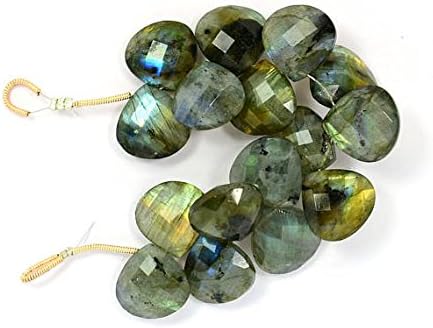 2 Beads 14mm Strong Multi Fire Natural Labradorite Large Size Heart Shape Briolette Bead