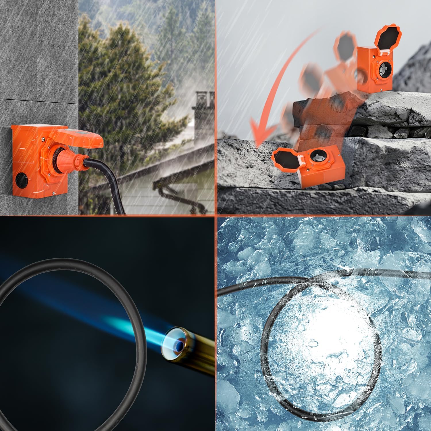 H HZXVOGEN 50 Amp Generator Cord and Power Inlet Box Kit, 25FT RV Extension Cord NEMA 14-50P/SS2-50R STW 6/3+8/1 AWG Power Cord with Pre-Drilled Generator Inlet Box Twist Lock Connector, UL&ETL Listed