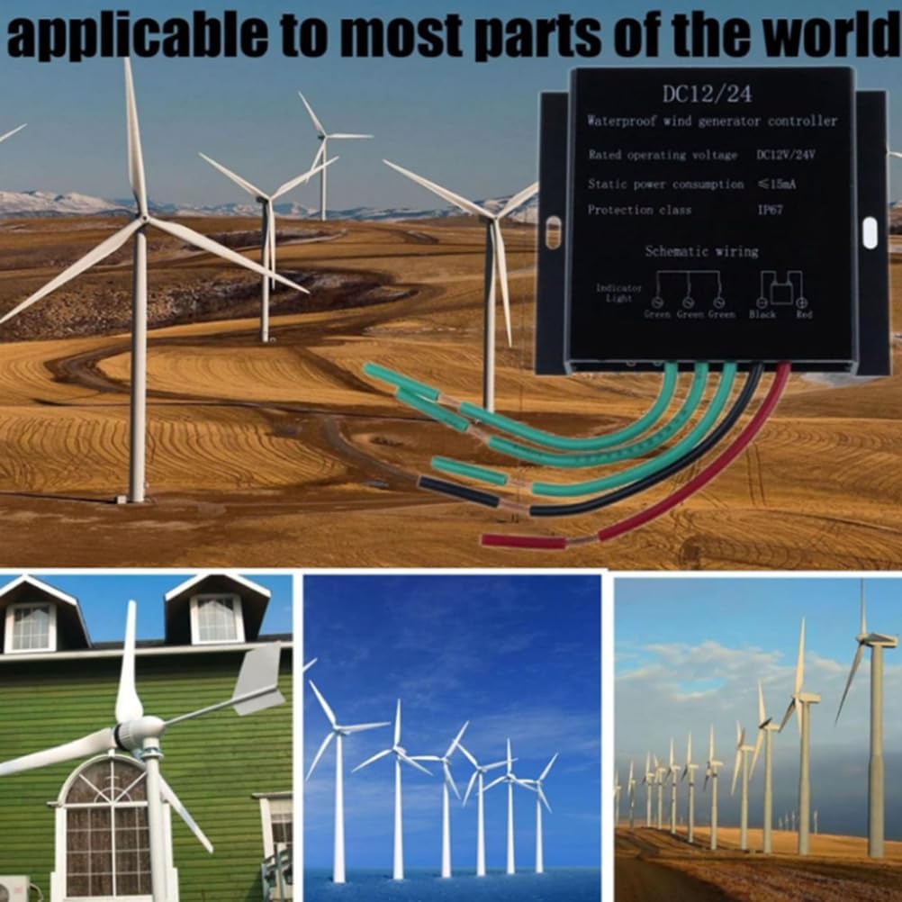 3000W Wind Generator Controller DC 12V 24V 48V 220V IP67 Waterproof Auto-Recognition Wind Turbine Charge Controller for Renewable Energy Systems,12V