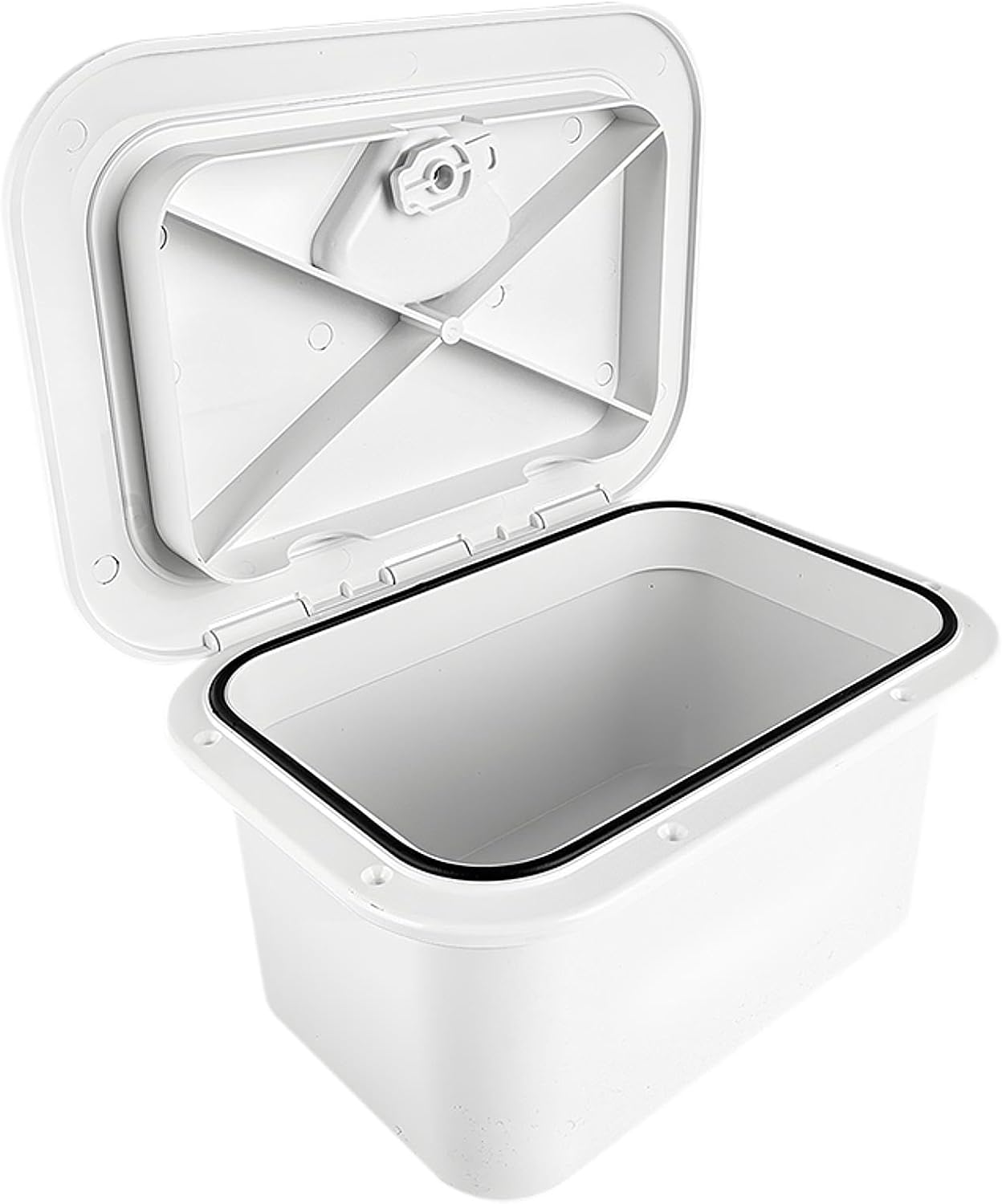 misppro Deck Storage Box Tackle Box Waterproof Lockable with Inspection Hatch Rotate to Open Close White Boat Hatch Organizer