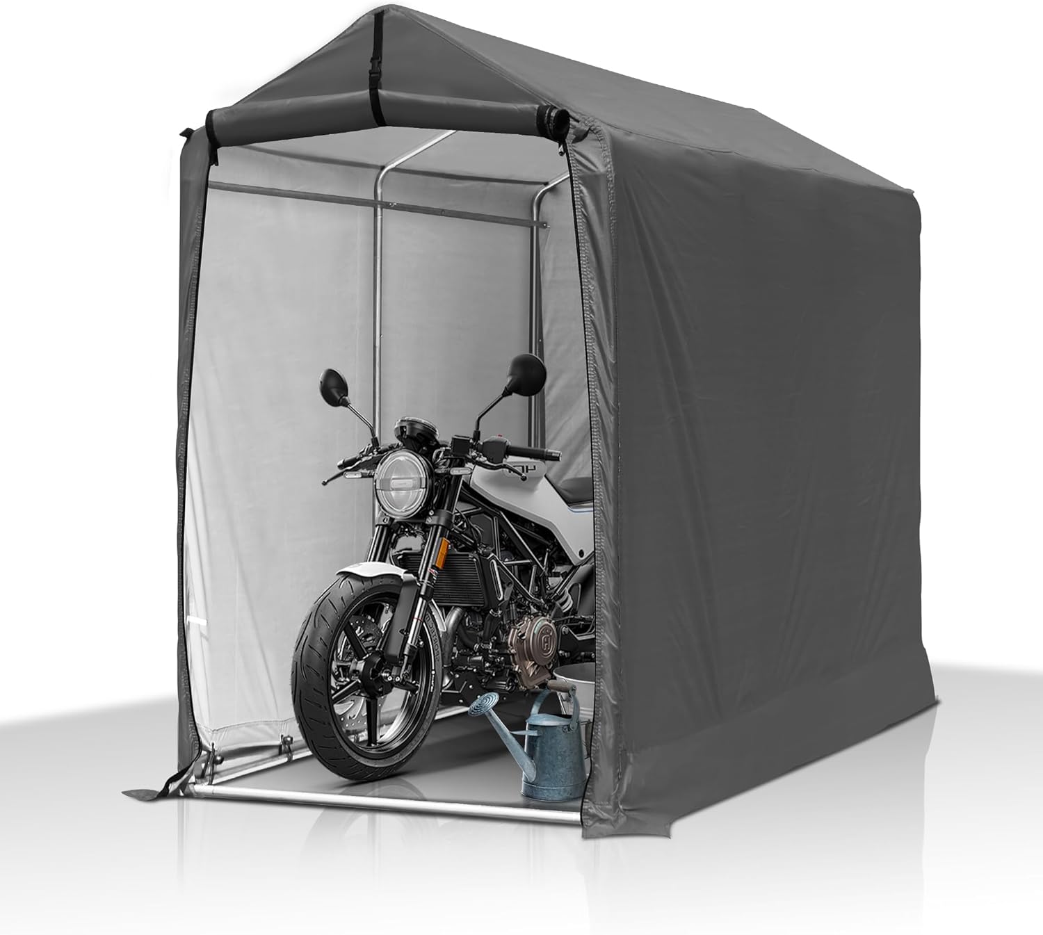 GARTOO 6 x 3ft Outdoor Cycle Storage Shelter - Bike Shed with Roll-up Door & Ventilate Window, Polyethylene Canopy Bicycle Garage for Garden, Domestic, Outdoor, Rain Shelter