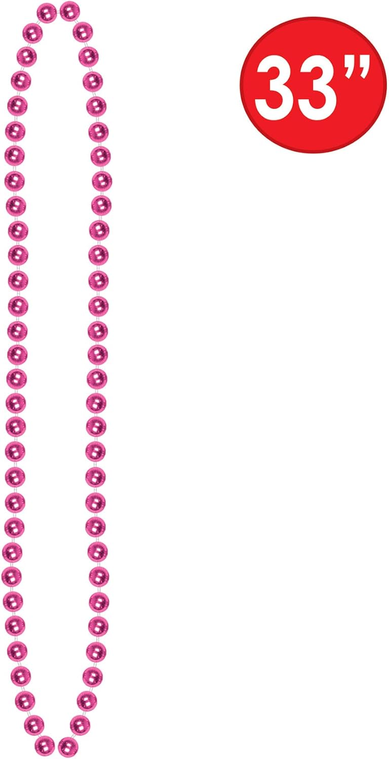 Beistle Bulk 720-Pack Small Round Party Beads, 7mm by 33-Inch, Cerise