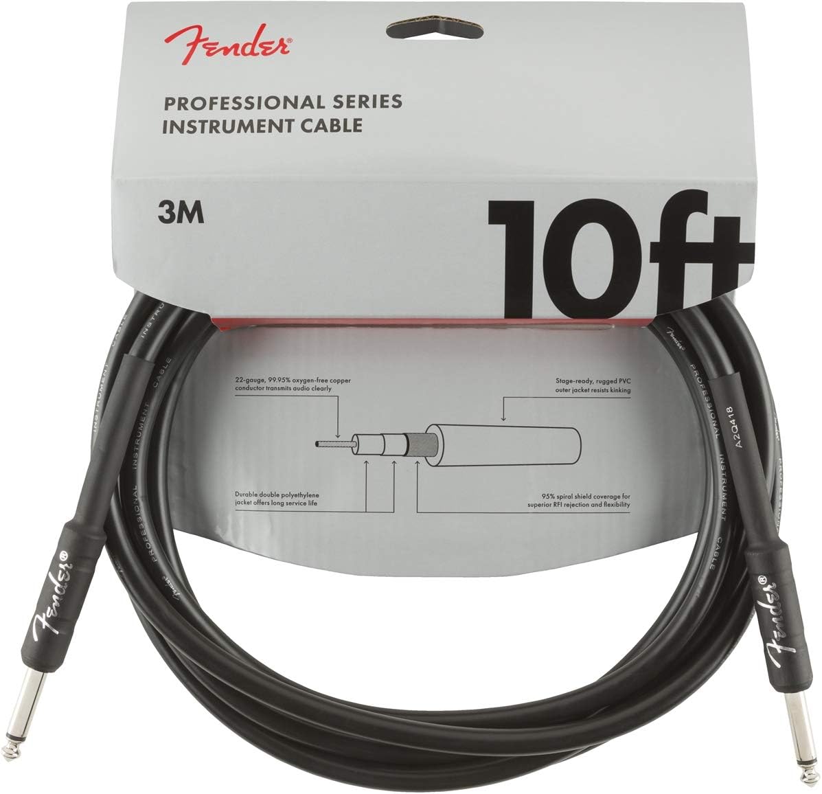 Fender Frontman 20G Guitar Amplifier & Professional Series Instrument Cable, Straight/Straight, Black, 10ft