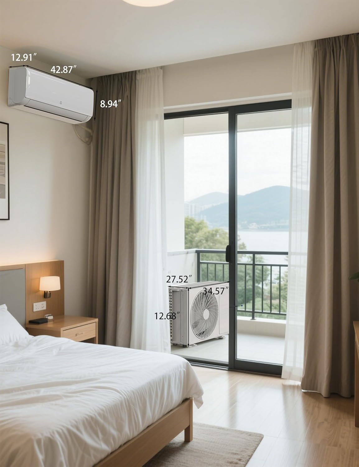 24,000 BTU Mini Split AC/Heating System for Room Up to 1500 Sq.Ft, 19 SEER2 Inverter Energy Efficient Ductless Air Conditioner, Heat Pump, Installation Kits