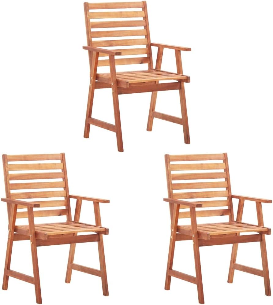 Patio Dining Chairs 3 pcs Solid Acacia Wood,Rustic Acacia Wood Patio Dining Chair Set of 3 for Outdoor Garden Outdoor Furniture, Outdoor Chairs