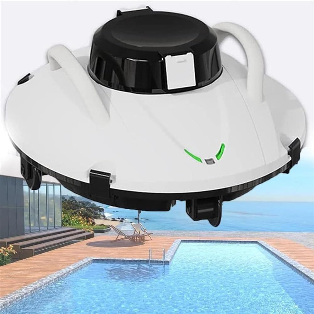 Cordless Automatic Pool Cleaner, Swimming Pool Cleaner Robot with Upgraded Ultra-Fine Filters, Built-in Water Sensor Technology for Pool Surface Up to 630 Sq.Ft