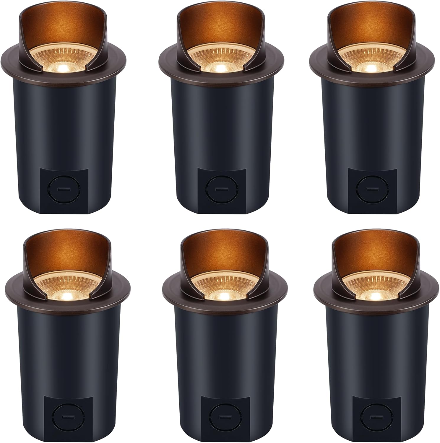 [6 Pack] CLOUDY BAY 9W Well Lights Landscape LED In Ground Outdoor,Shielded Top,Low Voltage 12-24V AC/DC,Waterproof Aluminum Uplights,2700K/3000K/3500K/4000K/5000K,Bronze