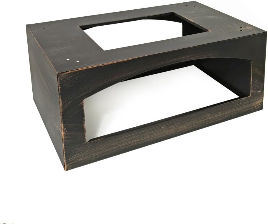 37 Inch Rectangular Metal Wood Burning Fire Pit with Built-in Log Storage and Poker - Bronze Finish Outdoor Fireplace for Patio, Garden, Backyard Gatherings