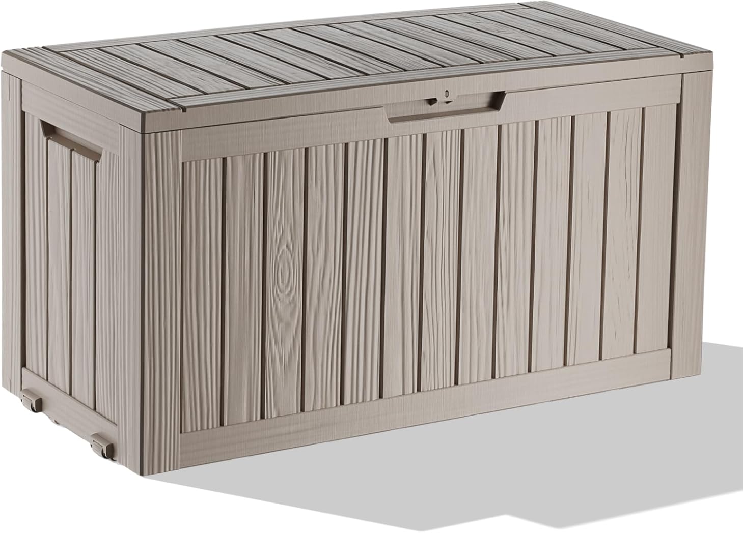 EasyUp 90 Gallon Outdoor Deck Box Waterproof, UV Resistant Resin Outdoor Storage Box for Delivery, Porch, Patio and Garden, Gray