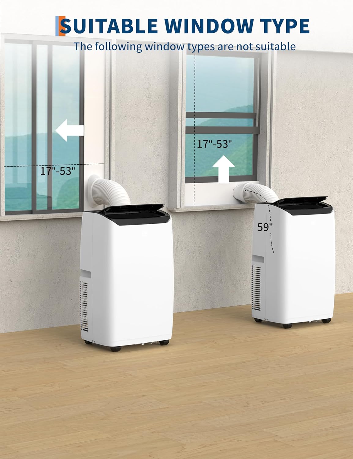 14,000 BTU Portable Air Conditioner for Room Up to 750 Sq.Ft, 4 in-1 AC Unit with Cooling, Fan, Dehumidifier & Sleep Mode, Remote Control & Window Kit Included for Home, Office, Apartment,White