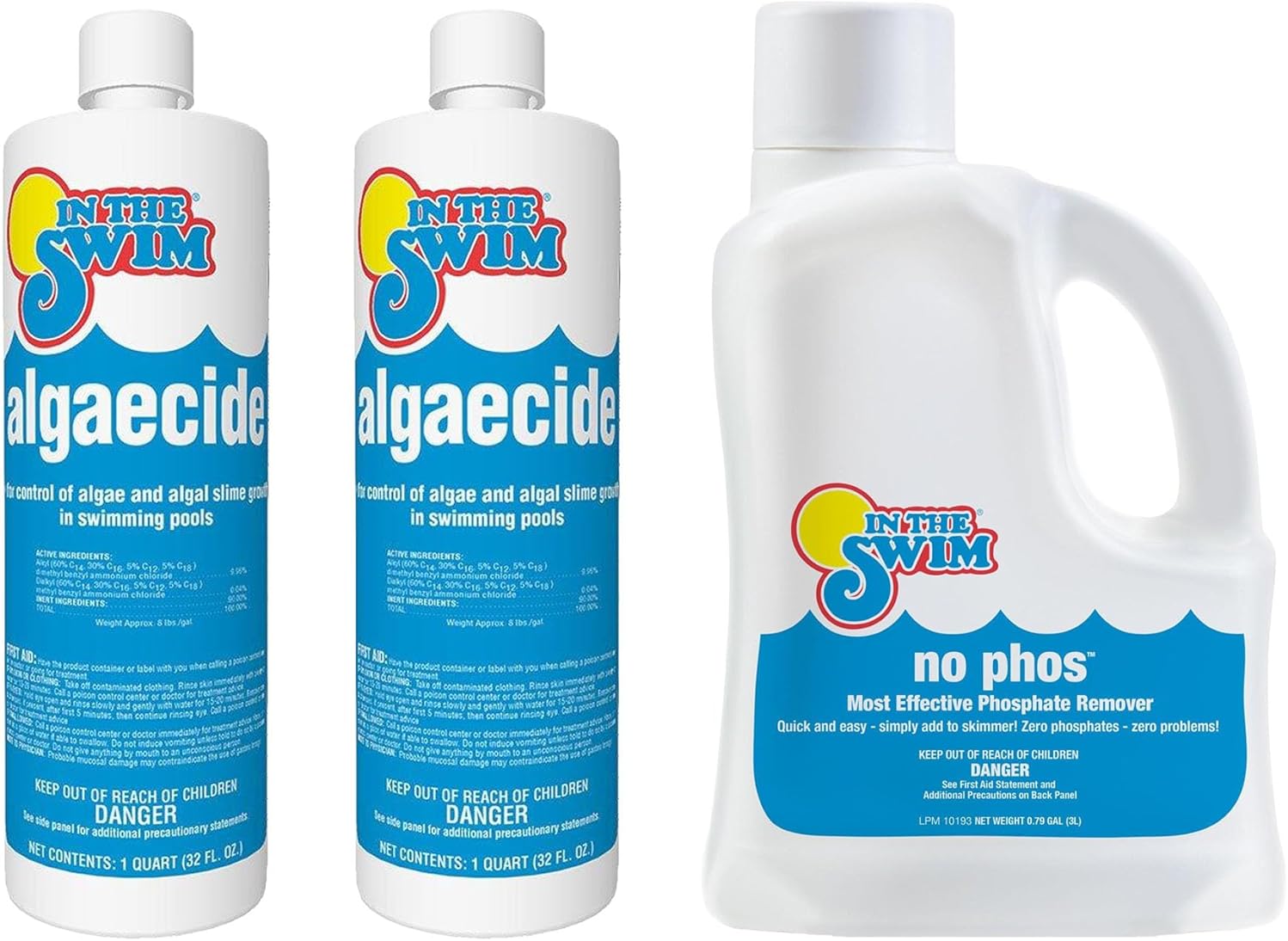 In The Swim Algaecide 1 Qt. 2-Pack and NoPhos 3L Bundle - Algae Prevention & Phosphate Control System