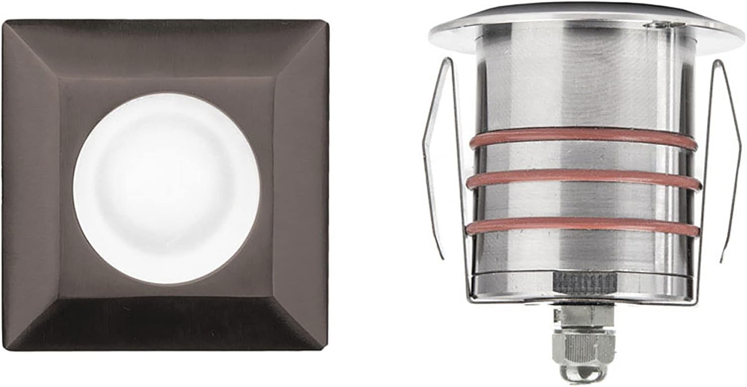 WAC Landscape Lighting, LED 2in 12V Square Beveled Top Inground Indicator Light 2700K in Stainless Steel Coated with Bronze
