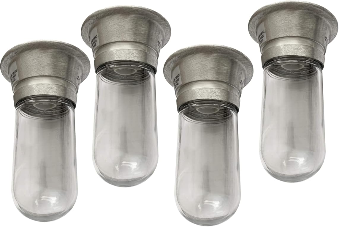 OCS Parts 100W Surface Mount Incandescent Canopy Hood Light Fixture with Clear Coated Tempered Glass Globe (4)